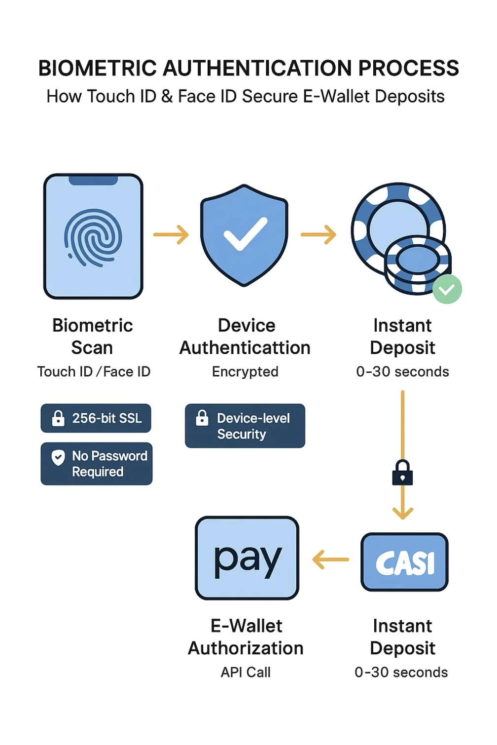 Biometric login process with Touch ID and Face ID in modern e-wallet casinos